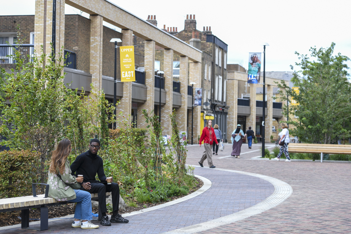 Neighbours enjoying the benches and paths on Stroudley Walk