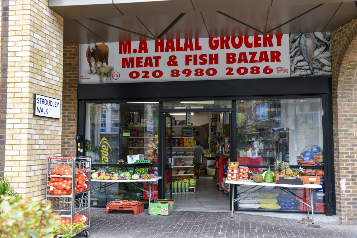 M.A Halal Grocery shopfront at Unit 1, 2–4 Stroudley Walk