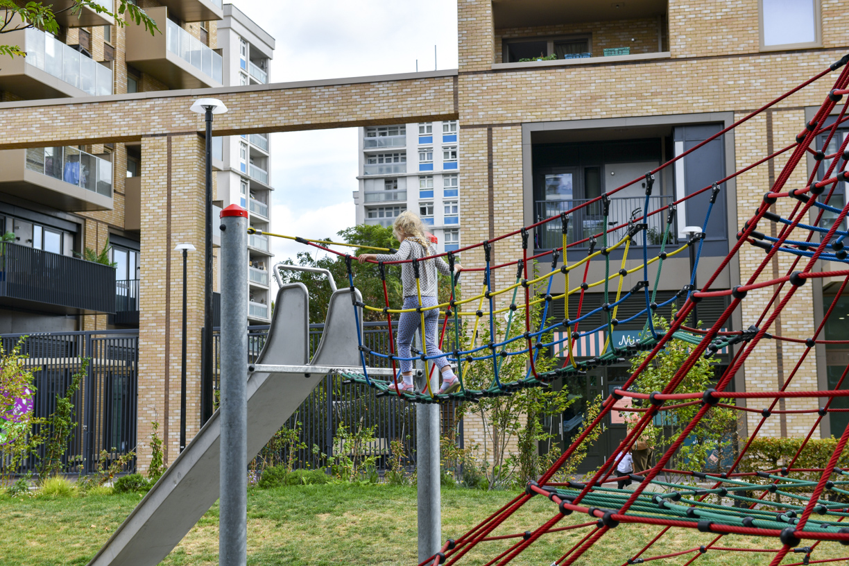 Rope climbing nets in the neighbourhood play area