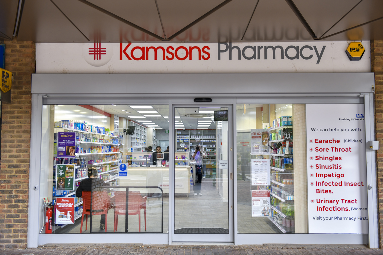 Kamsons Pharmacy shopfront at 18 Stroudley Walk