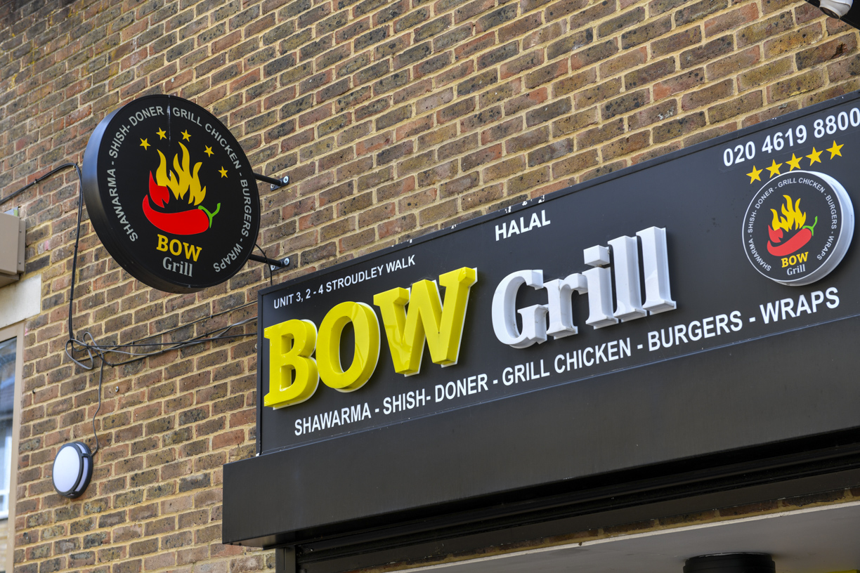 Bow Grill shopfront at Unit 3, 2–4 Stroudley Walk